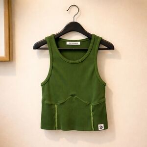 Small Daydreamer Crop Tank Y2K Boho Beach Forest Green